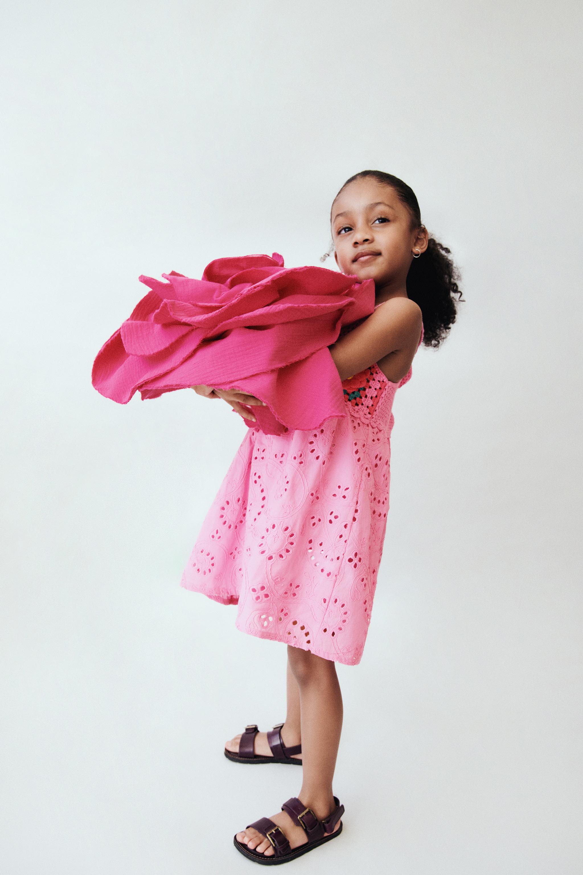 FLORAL CROCHET KNIT COMBINATION DRESS